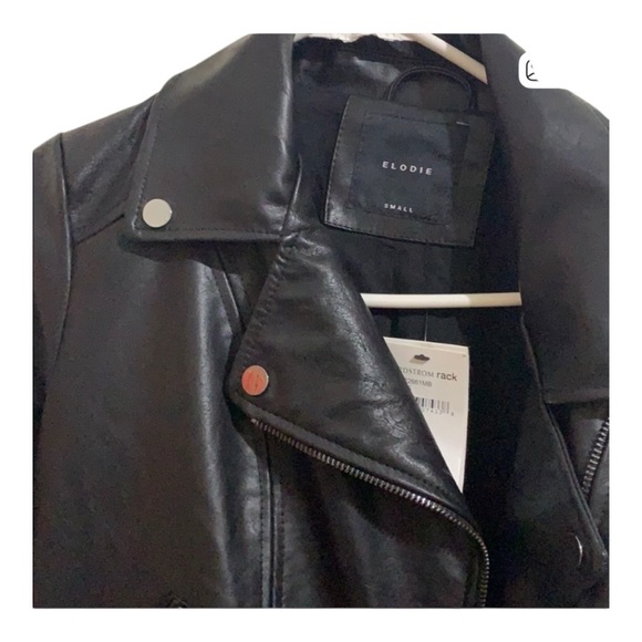 ELODIE Women's Black Faux Leather Jacket SZ XL - Picture 3 of 11